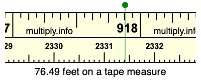 76.49 feet on a tape measure