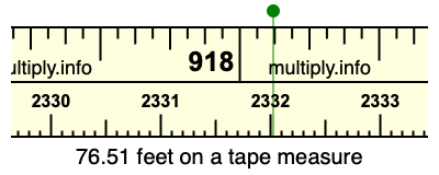 76.51 feet on a tape measure
