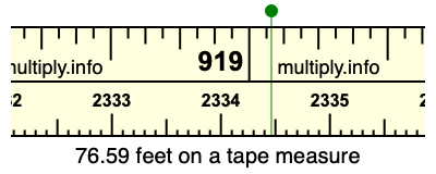 76.59 feet on a tape measure