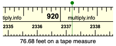 76.68 feet on a tape measure