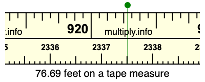 76.69 feet on a tape measure