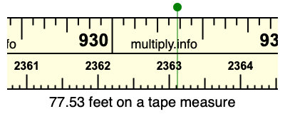 77.53 feet on a tape measure