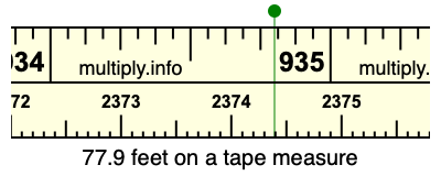 77.9 feet on a tape measure