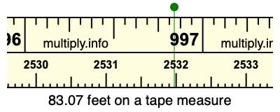 83.07 feet on a tape measure