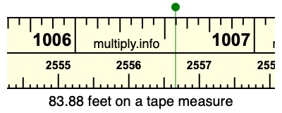 83.88 feet on a tape measure