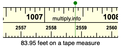 83.95 feet on a tape measure