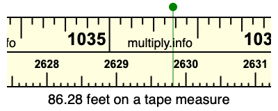 86.28 feet on a tape measure