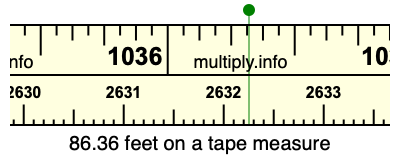 86.36 feet on a tape measure