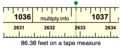 86.38 feet on a tape measure