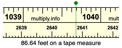 86.64 feet on a tape measure