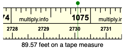 89.57 feet on a tape measure