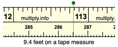 9.4 feet on a tape measure