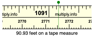 90.93 feet on a tape measure