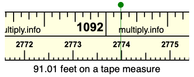 91.01 feet on a tape measure