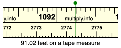 91.02 feet on a tape measure