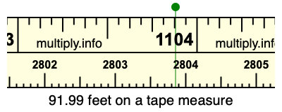 91.99 feet on a tape measure