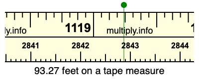 93.27 feet on a tape measure