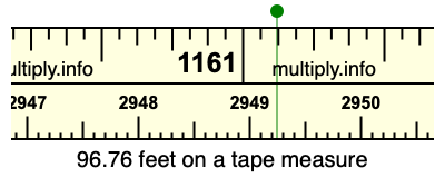96.76 feet on a tape measure