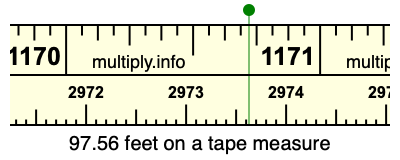97.56 feet on a tape measure