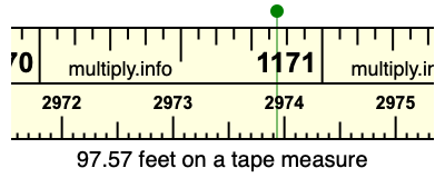 97.57 feet on a tape measure