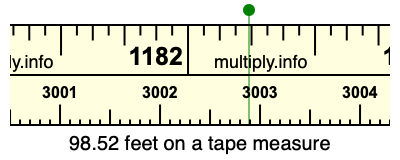 98.52 feet on a tape measure