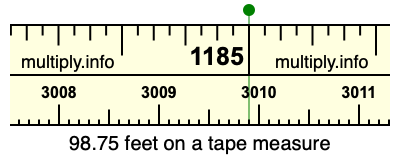 98.75 feet on a tape measure
