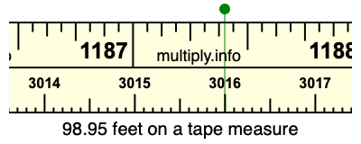 98.95 feet on a tape measure