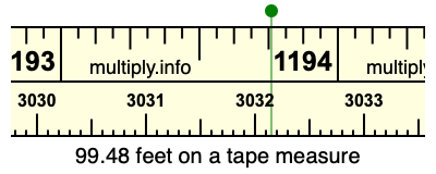 99.48 feet on a tape measure
