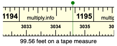 99.56 feet on a tape measure
