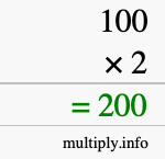 How to calculate 100 times 2 using long multiplication