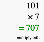 How to calculate 101 times 7 using long multiplication How to calculate 101 times 7 using long multiplication