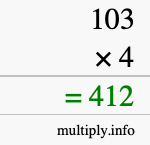 How to calculate 103 times 4 using long multiplication How to calculate 103 times 4 using long multiplication