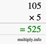 How to calculate 105 times 5 using long multiplication