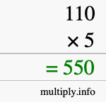 How to calculate 110 times 5 using long multiplication How to calculate 110 times 5 using long multiplication