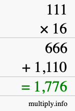 How to calculate 111 times 16 using long multiplication How to calculate 111 times 16 using long multiplication