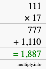How to calculate 111 times 17 using long multiplication How to calculate 111 times 17 using long multiplication