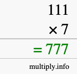 How to calculate 111 times 7 using long multiplication How to calculate 111 times 7 using long multiplication