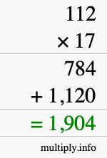 How to calculate 112 times 17 using long multiplication How to calculate 112 times 17 using long multiplication