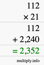 How to calculate 112 times 21 using long multiplication