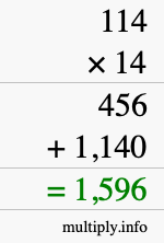 How to calculate 114 times 14 using long multiplication How to calculate 114 times 14 using long multiplication