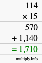 How to calculate 114 times 15 using long multiplication How to calculate 114 times 15 using long multiplication