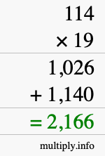 How to calculate 114 times 19 using long multiplication How to calculate 114 times 19 using long multiplication