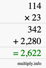 How to calculate 114 times 23 using long multiplication How to calculate 114 times 23 using long multiplication