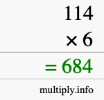 How to calculate 114 times 6 using long multiplication How to calculate 114 times 6 using long multiplication