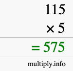 How to calculate 115 times 5 using long multiplication How to calculate 115 times 5 using long multiplication