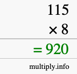 How to calculate 115 times 8 using long multiplication How to calculate 115 times 8 using long multiplication