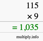 How to calculate 115 times 9 using long multiplication How to calculate 115 times 9 using long multiplication