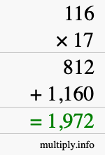 How to calculate 116 times 17 using long multiplication How to calculate 116 times 17 using long multiplication