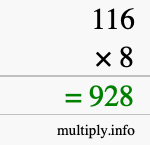How to calculate 116 times 8 using long multiplication How to calculate 116 times 8 using long multiplication
