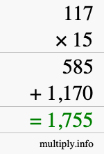 How to calculate 117 times 15 using long multiplication How to calculate 117 times 15 using long multiplication